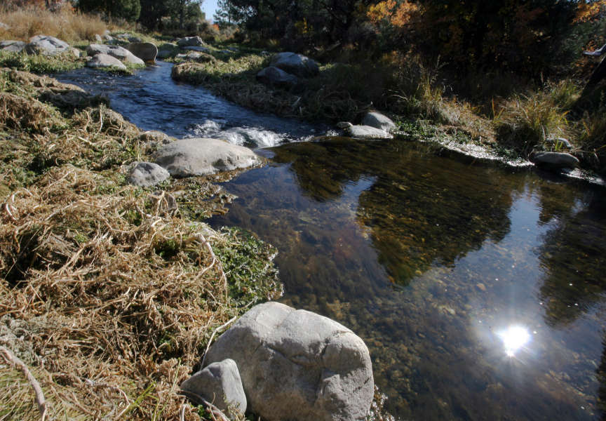 Water flows from a spring in the Snake Valley. Snake Valley aquifer water sharing agreement under consideration by Nevada and Utah officials. (Scott G Winterton, Deseret News)