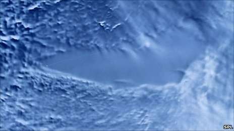NASA sattelite photograph of lake Vostok below the surface ice. It is believed by scientists and researchers that the lake contains a treasure trove of biological and mineral specimens that may be unknown to the world today. No one knows what has been found except a handful of scientists.