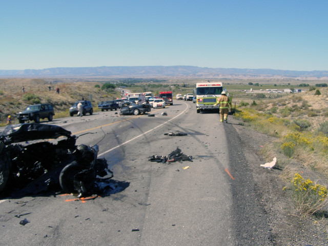 Darin Hawkinson, 47, of East Carbon, Carbon County, is charged in 7th District Court with two counts of automobile homicide in connection with a Sept. 23, 2011, crash that killed two people and critically injured two others. Troopers say Hawkinson was driving under the influence of alcohol or drugs when he touched off a chain reaction crash on state Route 6. (Photo: Utah Highway Patrol)