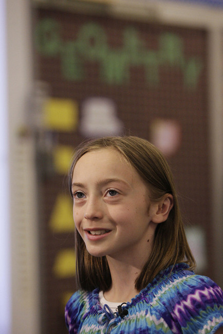 Abby Wardell, a sixth grade student at the Accelerated Learning Academy at Taylor Canyon Elementary talks with classmates in Ogden on Tuesday, April 10, 2012. Wardell needs heart transplant and her classmates are getting involved in fundraising.