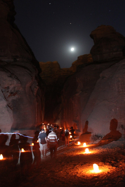 Visitors to the ancient city of Petra, Jordan, attend a nighttime program in July 2010. (Photo: Dan Johnson)