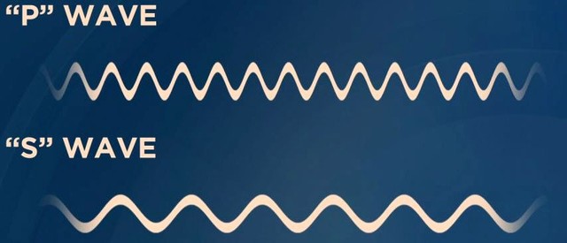 "P" waves are sharper, and might actually be audible. "S" waves on the other hand are come later in a quake and cause the real damage.