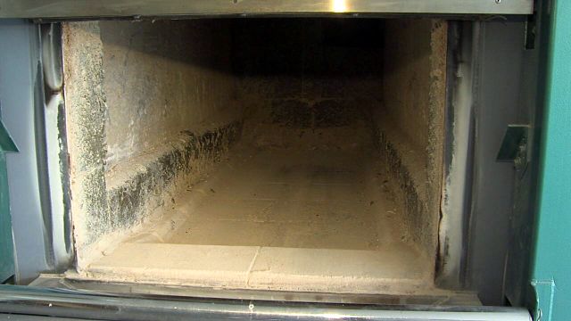 The crematory at Independent Professional
Services is cleaned with a fine-bristle brush
before each body goes in, and workers go over
the remains with magnets to remove any metals
before placing them into a heavy plastic bag,
says owner Gerald Newlon.