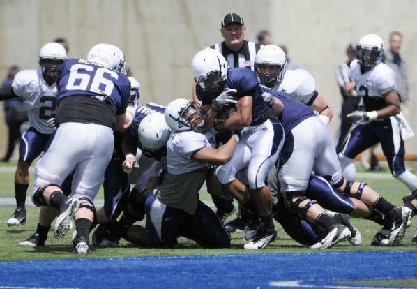 Blue edges White, 58-57, in USU Spring Game