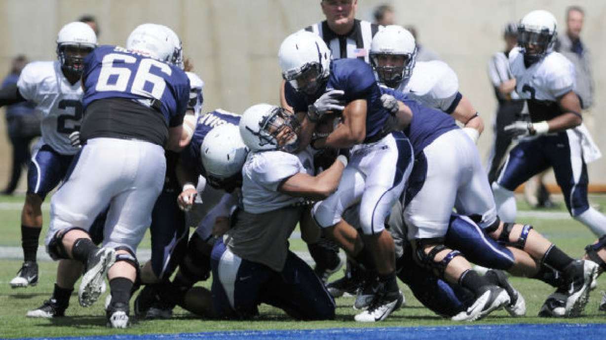 Blue edges White, 58-57, in USU Spring Game