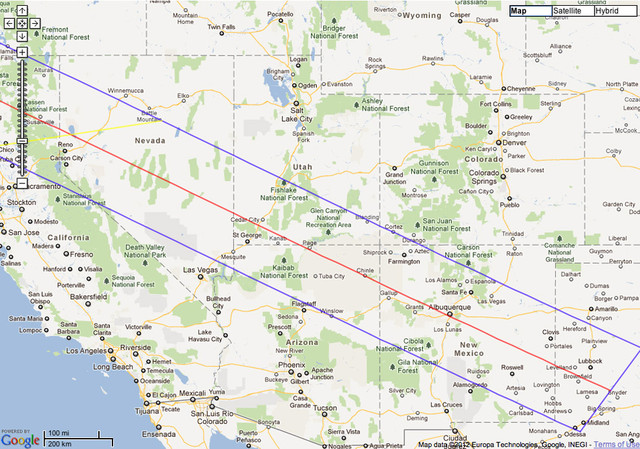 This map shows where the eclipse will be the most impressive. Within the blue lines, viewers will be able to see a ring of fire? around the moon. The red line shows where viewers will be able to see a perfectly symmetrical ring. Outside of the lines, viewers will see a crescent-shaped eclipse. The eclipse will be at its maximum at 7:32 p.m.