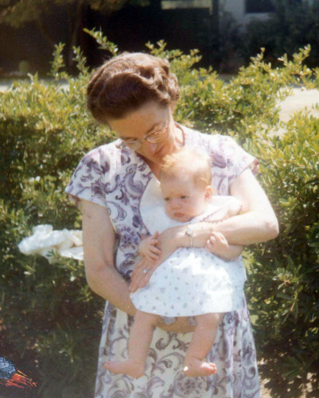 Susie, at 2 months old, with her Grandma Boyce