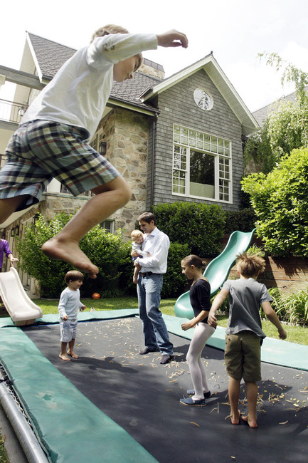 Josh Romney plays with his children at their Millcreek home Friday, May 18, 2012. His father Mitt Romney is running for president of the United States. (Photo: Jeffrey D. Allred, Deseret News)