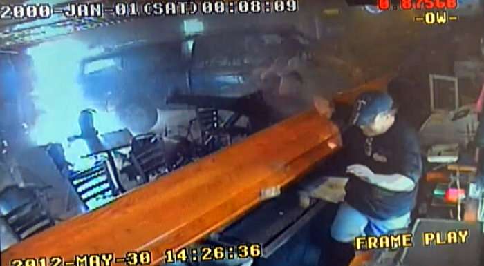 VIDEO: Truck slams through restaurant