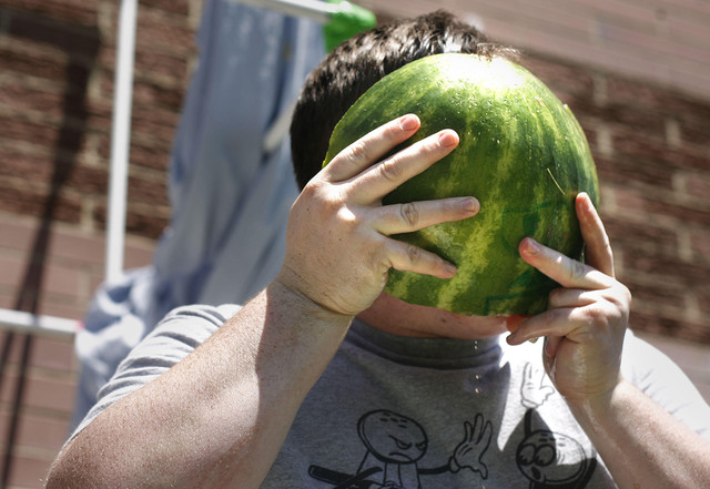 Students drop watermelons from school roof for science