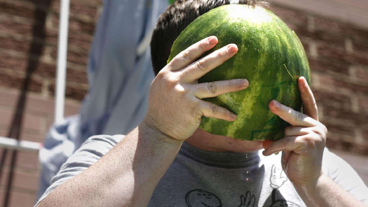 Students drop watermelons from school roof for science | KSL.com