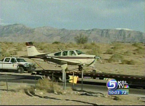 Plane Lands on I-15