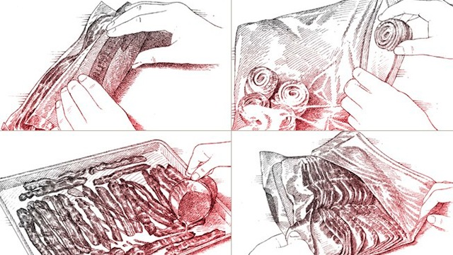 Roll, then Flatten a Package of Bacon to Make the Strips Easy to Pry Apart [Food Hacks]