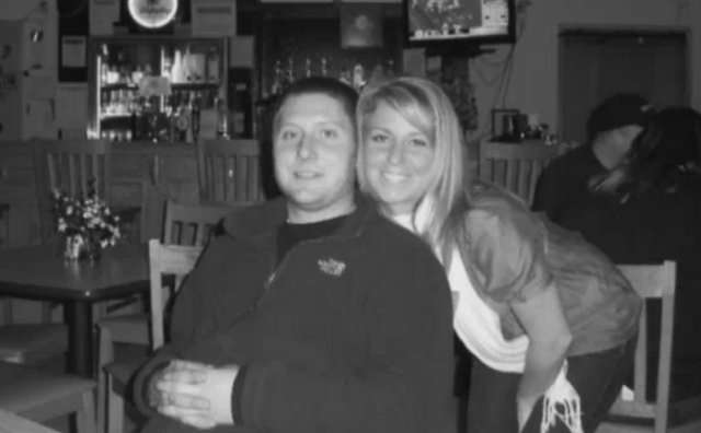 Samantha Peckens with her longtime partner and
fiance, Adam.