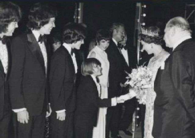 Jimmy Osmond greets Queen Elizabeth for the first time.
