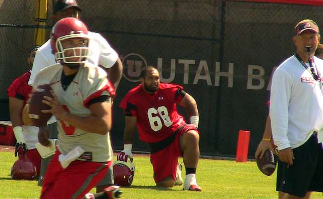 Utah quarterback Jordan Wynn (3) looks downfield Friday August 3, 2012 in Salt Lake City. Photo: Robert Jackson, KSL