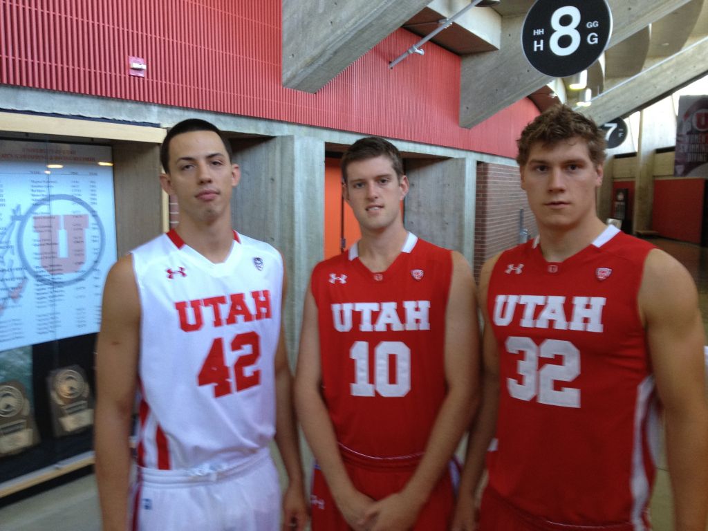Runnin' Utes Jason Washburn, Renan Lenz and Dallin Bachynski. Courtesy @Runnin_Utes.