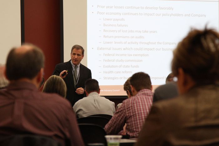 WCF's CEO, Ray Pickup, addresses customer advisory council.
