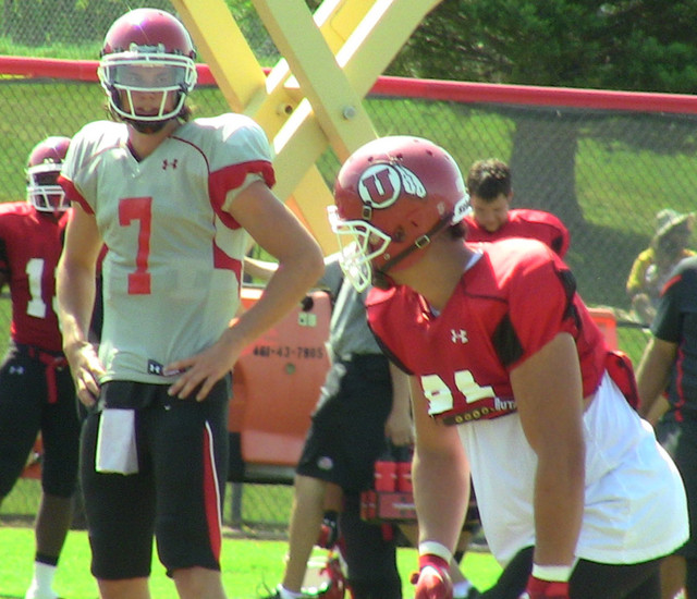 Utah quarterback Travis Wilson (7) during Saturday's practice up at the Ute baseball field in Salt Lake City. Photo: Robert Jackson, KSL