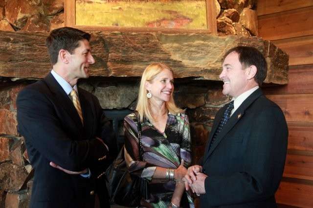 Paul Ryan and his wife Jana meet with Utah Governor Gary Herbert.