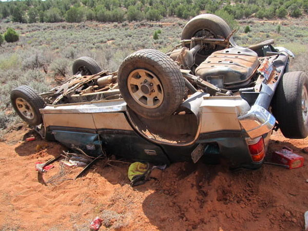 Three injured in rollover near Apple Valley