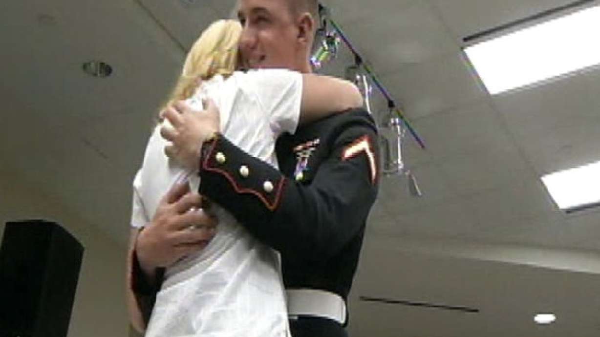 Marine surprises sister at graduation