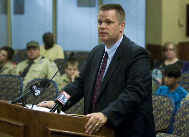 Clint Gilmore Police advisor and West Valley City Prosecutor gives the Police side as Anne Bremner Attorney for Chuck and Judy Cox argues before the West Valley City Council Tuesday, Aug. 21, 2012 requesting records of the West Valley City Police case of missing Susan Powell. (Photo: Scott G Winterton, Deseret News)