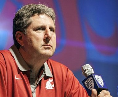 Washington State coach Mike Leach (AP Photo/Damian Dovarganes)