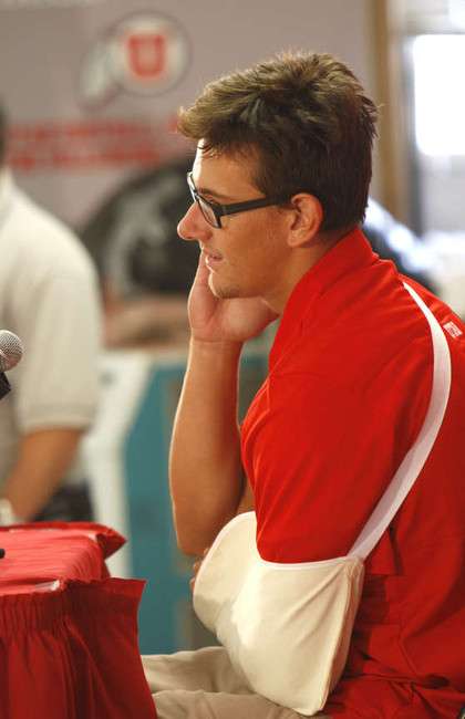 University of Utah quarterback Jordan Wynn announces his retirement for football after sustaining his fourth major shoulder injury last week (Tom Smart, Deseret News)