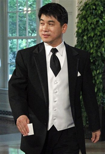 In this May 19, 2010, file photo, Olympic speedskating head coach Jae Su Chun arrives for a State Dinner for Mexican President Felipe Calderon at the White House in Washington. Fourteen current members of the United States National racing team, including 2010 Olympic medalists Allison Baver, J.R. Celski, Travis Jayner and Jordan Malone, initially signed a grievance alleging they were abused verbally, physically and psychologically by Chun.