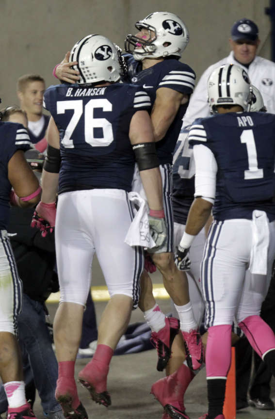 JD Falslev celebrates his second quarter touchdown that proved to be the game winner.
