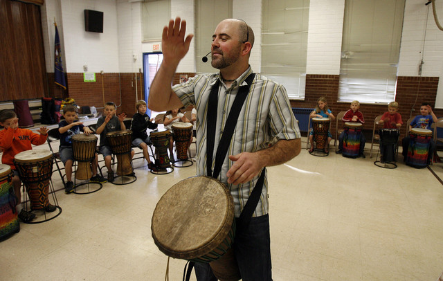 Students beat drums to combat bullying