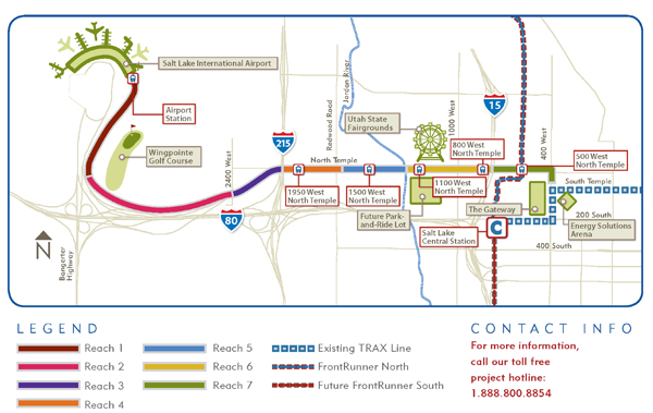 Map of Airport TRAX Line