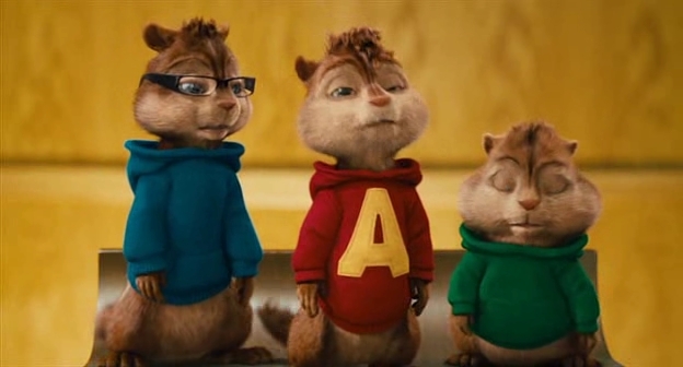 Alvin, SImon and Theodore trying to figure out why they're in yet another movie in "Alvin and the Chipmunks"