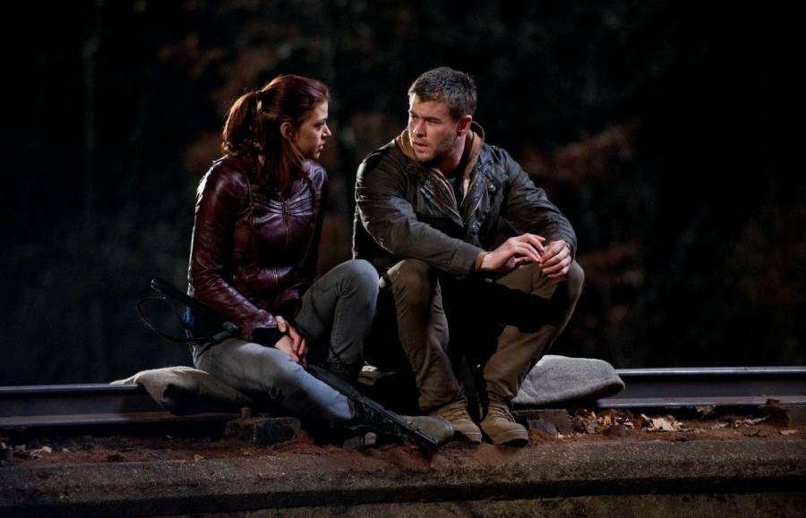 Adrianne Palicki and Chris Hemsworth in "Red Dawn"