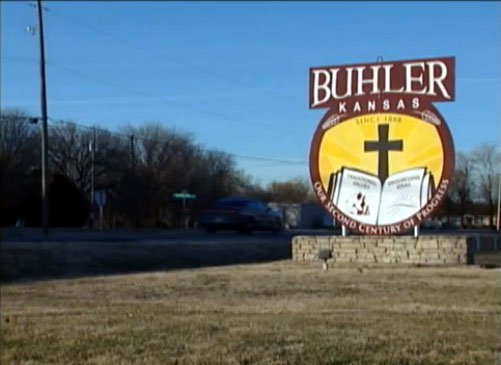 City sign in Buhler, Kansas.