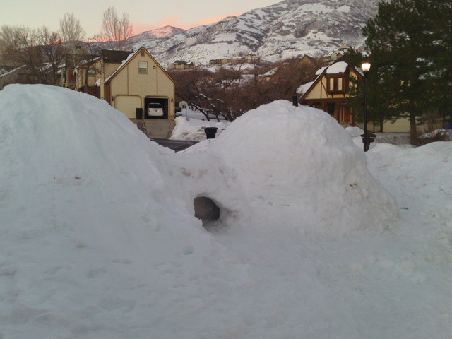 Working together, boys build 9-foot tall igloo