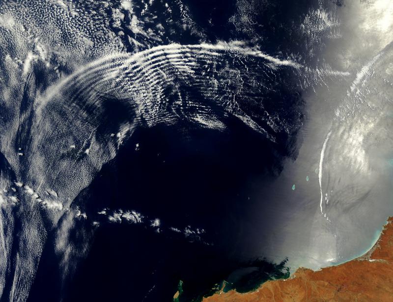 An example of large internal waves from a NASA satellite.