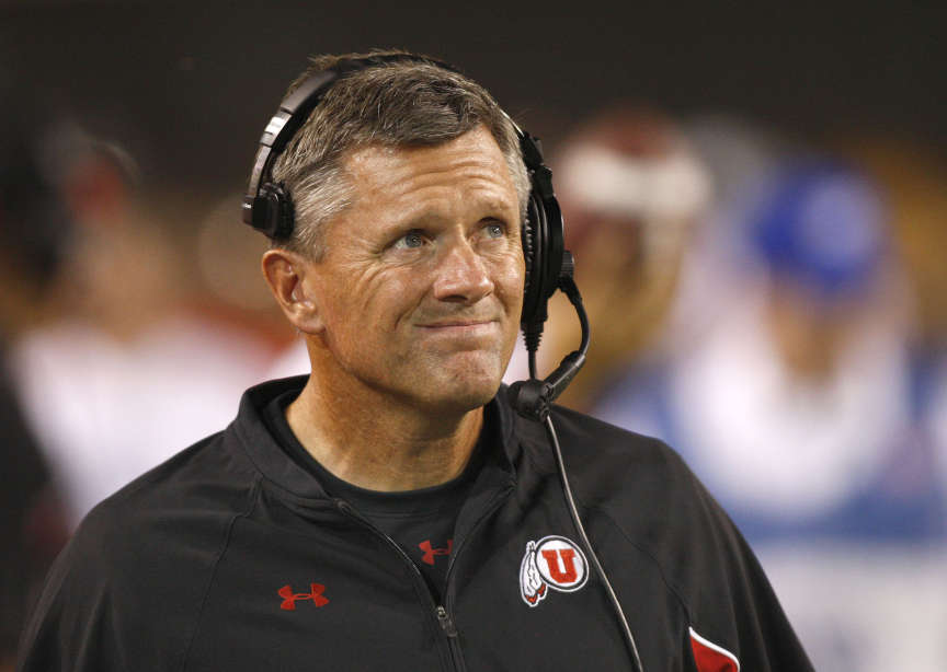 Utah Utes head coach Kyle Whittingham as the University of Utah and Arizona State University play PAC 12 football Saturday, Sept. 22, 2012, in Tempe, Arizona. (Tom Smart, Deseret News)