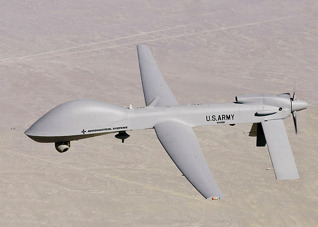 A General Atomics MQ-1C Grey Eagle, one of the drones flown out of Dugway Proving Grounds.