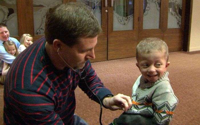 Perhaps the most special moment during Landen Bower's meeting with Troy DeJoode was when DeJoode placed a stethoscope into his ears and over Landen's heart, and was able to listen to his daughter's heart beat again.