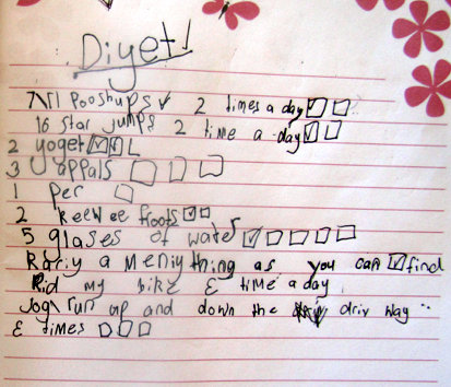 Mother shocked to find 7-year-old daughter's 'diyet' list