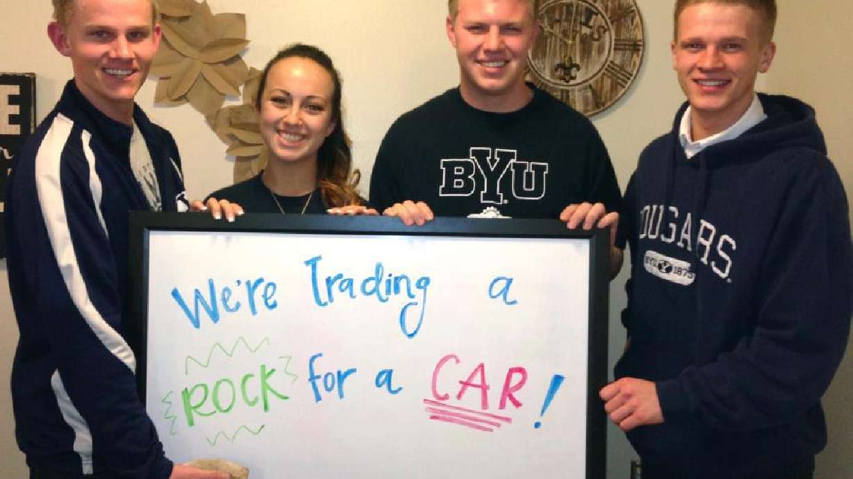 BYU students trading rock for car to fund LDS missions
