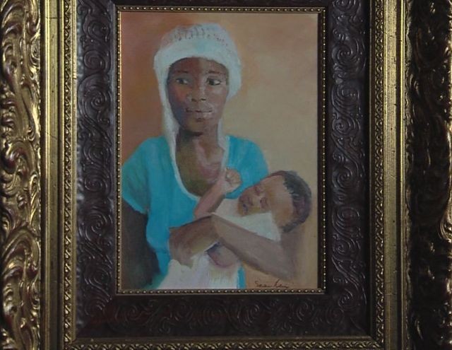 A painting inspired by the only known photo of James's mother. It hangs in the Hartvigsen's home.