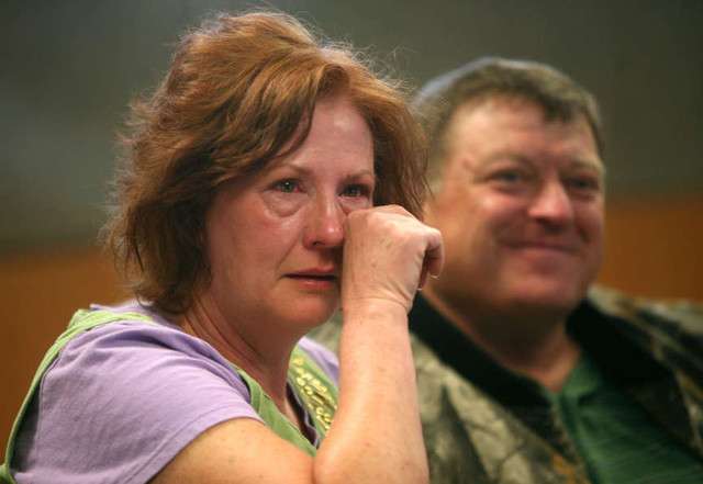Julie and Derk Jones talk to media about their son's death in the Rhino Mine collapse on Friday, March 22.