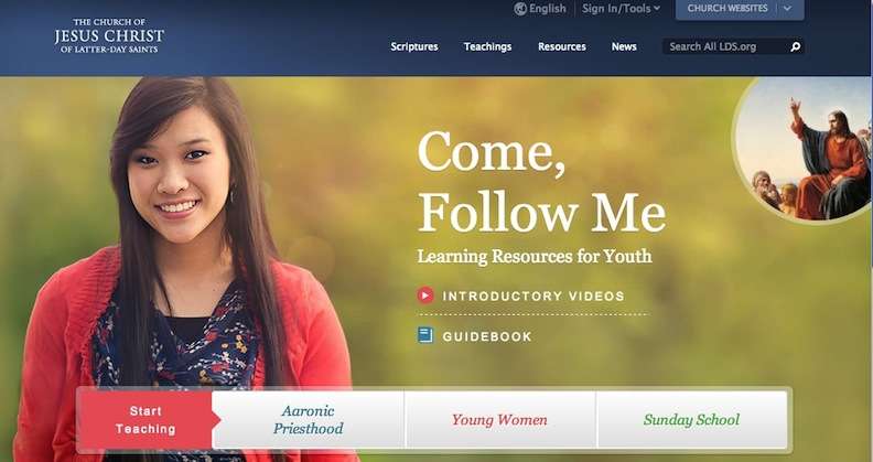 A screenshot of the new curriculum website, lds.org/youth/learn. The lessons are posted as an outline, with references and links to scripture, videos and recent teachings from Church leaders. They can be updated as new resources and teachings are made available.