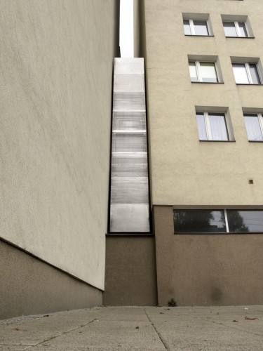 Jakub Szczęsny designed this Warsaw, Poland art installation and temporary home for writers. At its thinnest it tapers to 3-feet wide, but is only 5-feet wide at its widest.
(Photo: Polish Modern Art Foundation /Bartek Warzecha)