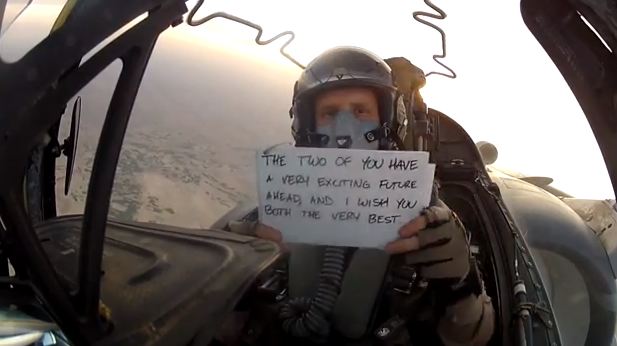 Deployed pilot films mid-air wedding speech for brother