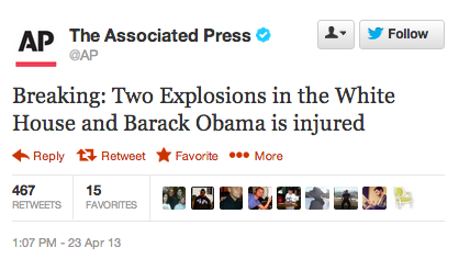 AP Twitter feed hacked, sends false report of White House bomb