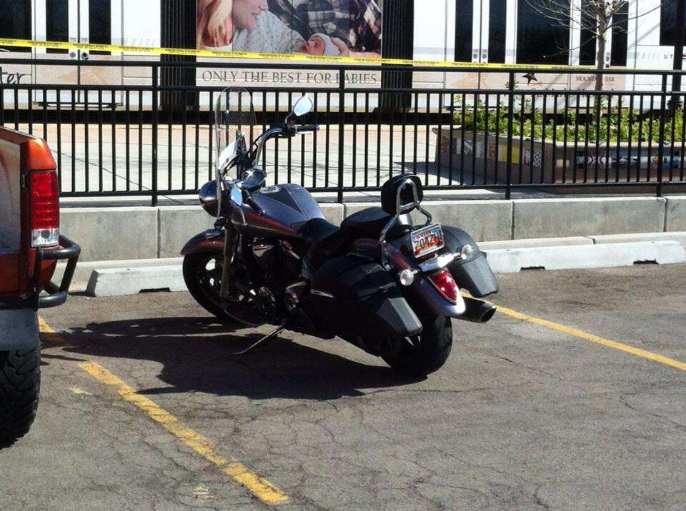 The motorcycle that may have been driven by James Ramsey Kammeyer, who was shot inside the West Valley Police Department station April 29.